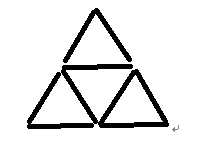 三根火柴加一根绳子挂一（3根火柴可以摆成一个三角形,现如右图）